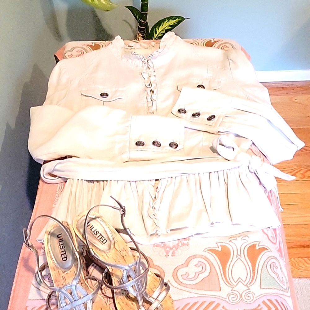 Linen casual long sleeve jacket Sz L